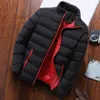 men Jacket Two Side Zipper Pockets Coat Winter Men's Padded Coat Thick Windproof Warm Jacket with Stand Collar Zipper Closure 600K#