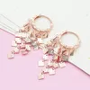 Dangle Oorbellen Paars Goud 585 Russische Vrouwelijke Ruit Kwastje Eenvoudige Prachtige 14K Kleur Oorclip