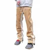 High Street Spliced Gesprenkelte Tinte Micro Flare Hosen für Männer und Frauen Patchwork Baggy Jeans Ropa Hombre Casual Denim Hosen R9TH #