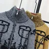 Tricots pour femmes OCEANLOVE Contraste Couleur Zipper Femmes Cardigans Vintage Automne Witer Mode Coréenne Pulls Épais Col Montant Tricots
