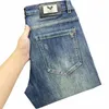 Nouveaux jeans pour hommes pantalons pour hommes droits et minces élastiques de marque Fi doux et confortables W Designer décontracté tous les pantalons en denim bleu J8Eq #