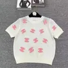 Sommar Nya kvinnors stickor Tees Sweaters Luxury Brand Women Designer Sticked T-shirt ihålig