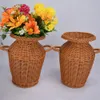 Simulering Rattan Woven Flower Vase Retro Tabletop Decoration Plants Pot Handmade Basket Gardening Supplies 240318