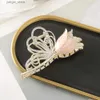 Hair Clips Haimeikang Lacquer Tulip Hair Claw Golden Luxury Headwear Hairpin For Women Sweet Ponytail Crabs Hair Clip Fashion Accessories Y240329