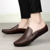 Scarpe mezze nere per uomini in pelle genuina scarpe da uomo casual scarpe di lusso uomini modalità zapatos charol hombre erkek deri ayakkabi