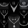 Valuable Lab Diamond Jewelry set Sterling Silver Wedding Necklace Earrings For Women Bridal Engagement Jewelry Gift C3u7#