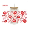 Window Stickers Valentine's Day 3D UV DTF Transfer Libbey Cup Wrap Iron For Glass 16oz D8768
