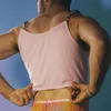 Summer Men Sexy Camisole solidny kolor szczupły kamizelki kamizelki vintage o szyję