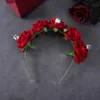 Hair Clips Skull Rose Headband New Red Hair Bands Flower Festival Hair Hoops Holloween Fashion Bezel Headband Women Hair Accessories Y240329