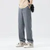 Summer Thin Baggy Lyocell Jeans Men's Fi Ice Silk Elastic Waist Fi Busin Casual Straight Trousers Blue Grey Black 68oo#