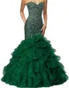 2020 Kralen Mermaid Prom Dres Lg Sweetheart Sleevel Rhinestes Formele Avond Party Jurken Vrouwen Robe De Soiree F69s #