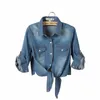 Primavera verão estilo coreano curto xale camisa 2020 mulheres denim arco jeans pequena capa camisas bs063 q7ky #