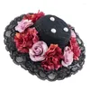 Fournitures de fête Lolita, mini-chapeau à fleurs perlées, petits chapeaux gothiques à fleurs, couvre-chef fascinant pour Cosplay Pograph