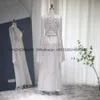 Privat anpassad lyx Kaftan Arabiska marockanska Dubai Abaya Evening Dres Muslim LG Sleeve Ivory Women Wedding Party Gowns D01B#