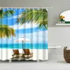 Cortinas de chuveiro 3D verão férias cenário cortina colorida paisagem impressão design de moda para banheiro