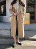 Jackor för kvinnor 2023 Trench Coat for Women Lapel Double Row Butt LG Windbreaker Coat Ny in Outwears Female Clothing Tops M7ki#