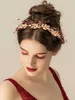 crystal Wedding Red Beads Leaf Headband Hair Vine Gold Bridal Headpiece, Fr Hair Accories for Brides Bridesmaid D0AW#