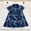 Popular girls dresses kids designer clothes Blue stripe design baby skirt child partydress Size 100-160 CM Princess dress 24Mar