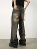 Herrenjeans REDDACHIC Distressed Whiskers Baggy für Männer Patchwork Vinage Wash weites Bein Freizeithose Hose Grunge Y2k Streetwear