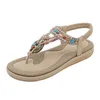 Top Rhinestone Roman Style Flip Flop Sandals Heel Shoes For Womens Comfort Summer Sandal Women Fenty Slides 240228