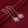 Boucles d'oreilles pendantes en gros plaqué argent pour femmes, bijoux de mariage, arbre de vie, fille, mignon, mode, cadeau de noël pour Couple, cerceau E863