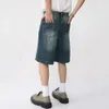 Mężczyźni Vintage Blue Denim Shorts Summer swobodne luźne dżinsy szorty retro harajuku streetwear hip hop y2k szorty Man 240325