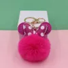 Portachiavi Simpatici Catene con pompon Accessori per gioielli Fiocco a pois Design del mouse Fluffy finto coniglio Palla di pelo Portachiavi Donna Ragazze Auto Scho Dhafh