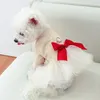 Cão vestuário moda inverno bowknot vestido para cães de estimação luxo rendas roupas chihuahua yorkies shih tzu maltese poodle filhote de cachorro casaco dropship