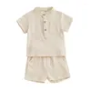 Clothing Sets Mubineo Toddler Baby Boy Clothes Summer Cotton Linen Outfits Short Sleeve Shirt Tops Shorts Basic Plain Outfit