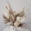 Dekorative Blumen Creme Hochzeitsstrauß Pampas getrocknete Blume Braut Boho Brides Brautjungfer Blumenparty Dekor Arrangements