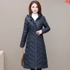 Frauen Unten Lange Mit Kapuze Jacke 2024 Herbst Winter Dicke Warme Baumwolle Frau Parkas Solide Zipper Mantel Frauen Mantel Oberbekleidung