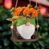Vasos sem rosto gnome vaso de flor à prova de tempo balanço vaso de resina estatueta anão para vegetais ao ar livre indoor