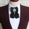 Bow -slipsar handgjorda brittiska stil nya diamanthalsar marinbågar för män bröllop groomsman bowtie slips mode klädtillbehör y240329