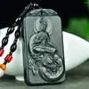 Engångsgäst 38 67mm Green Jade Ride Dragon Guanyin Pendant Necklace Men Women Feng Shui Buddhism Charms Nephrite Hetian Jades