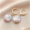 Dangle Lustre Femmes Mode Baroque Perle Boucles D'oreilles Élégant 18K Or Papillon Rose Fleur Imprimé Femme Boucle D'oreille Bijoux En Gros Dhzbm