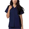 Stretch Scrub Tops Women Workwear Scrubs Uniform Short Sleeve Girl Outfit Beauty Sal Working Clothes Healthcare Tunic A50 B7CS#