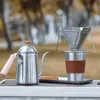 Kampkeuken Outdoor Koffiepot Roestvrij Theeketel Campingservies Houten handvat 650ml Koffieketel Theepot Filterbeker Bonenmolen 240329