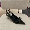 Rivet stunning high heels for women in spring 2024 new bow pointed thin heel single shoes bare color wrapped sandals