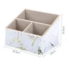 Multi-Functional 3 Compartments Wooden Storage Box Gold Edge Marble Faux Leather Desk Organizer Remote Controllers Holder Case