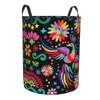 Sacs à linge Mexicain Floral Fleur Textile Panier Pliable Grande Capacité Vêtements Bac De Rangement Coloré Broderie Bébé Panier