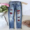 Jeans pour femmes Rouge Plaid Femmes Taille basse Trous déchirés Streetwear Vêtements Baggy Pantalon Casual Denim Y2k Bleu