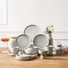 مجموعات أدوات Flucts Pito Nordic Gray Ceramic Porcelain Set Set Tableware El Plates Mustical Logo Pattern