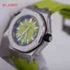 Relógio de pulso Celebrity AP Epic Royal Oak Offshore 15710ST Relógio esportivo masculino de precisão em aço fluorescente verde automático mecânico suíço conjunto completo de luxo