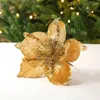 Decorative Flowers 22cm Artificial Nordic Champagne Christmas Flower Simulation Pattern Diy Red Multi Layered Tree Decoration