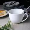 Mugs Pure White Bone China Breakfast Cereal Cup Ceramic Coffee Milk Tea