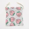 Sacs de rangement Petit sac de vêtements de poche en coton et lin frais, emballage de dessin animé, cadeau mignon