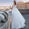 elegant bröllop dres 2023 illusi lg hylsa vit elfenben applikation spets lady v-hals brudklänningar prinsiga sexiga backl mantel 15vk#