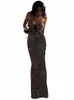 Cutenew Leopard stampato Maxi Dr elegante delle donne della cinghia di spaghetti Backl Lace-up Robe Skinny Retro Dres Vestidos Nuovo 2023 q01k #