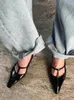 Scarpe casual puntate a tappeto toni sandali bassi tacchi bassi in pelle nera in pelle di moda superficiale Donte Daily Dress Party 2024