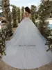liyuke elegant silkeslen organza bollklänning bröllop dres pärlor broderi applikation hög krage fullärmhet brud kjolar n2ui#